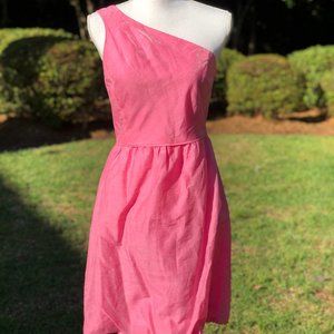 J. Crew Bright Pink Shimmery Party Dress Sz 4